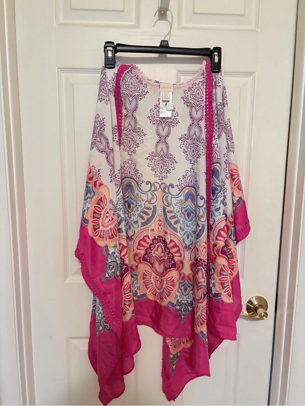 Chico's Cream Tunic with Purple Paisley Print